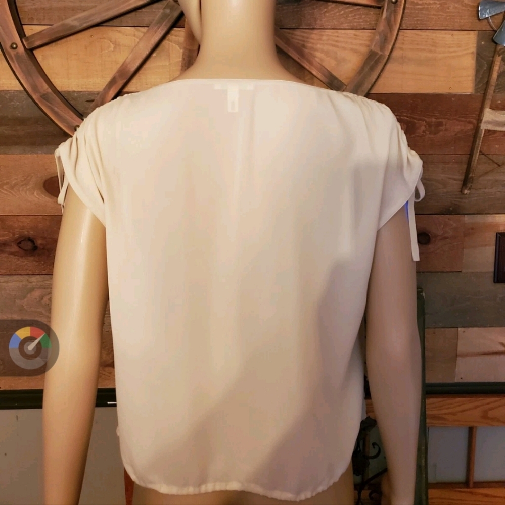 Escada Beige Silk Draped-Shoulder Sleeveless Blouse - Picture 5 of 9